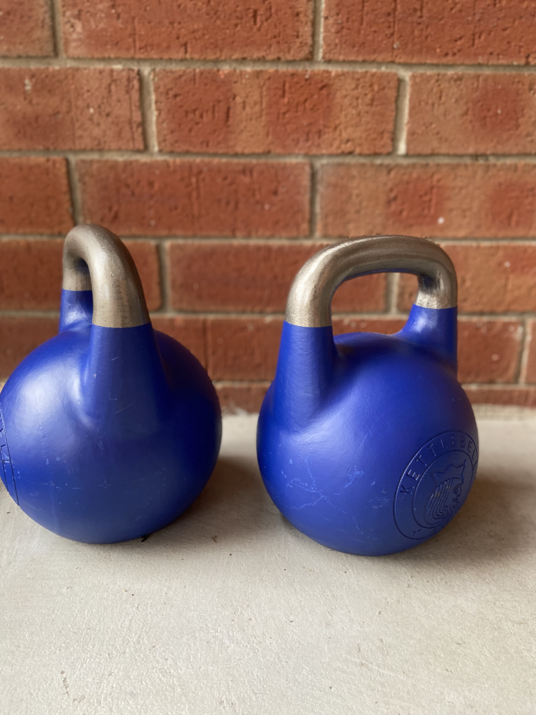 big blue kettlebells